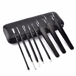 8pcs Black Stainless Steel Blackhead Remover Set Acne <b>Needle</b> Tool Kit with Storage <b>Case</b> for Facial Skin Care - Product Image 1