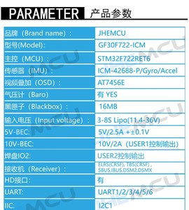 Carte de Contrôle de Vol 4-en-1 Jhemcu F722 55A à Réglage Électrique Kk2.1.5 Pixhawk H7 F7 Apm 2.8 Ardupilot FPV 3-8S pour Drone - Product Image 2