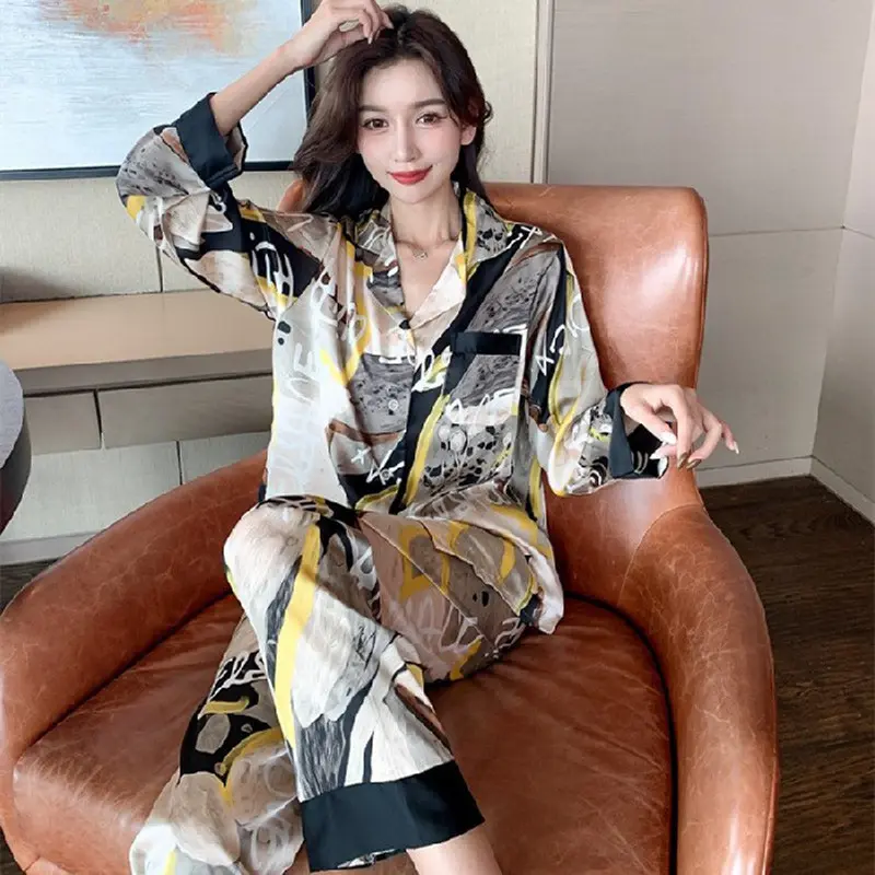 Wholesale Asian Style Spring Ladies Casual Student Loungewear Two Piece Cheap Women's Sleepwear Printed Floral Designer Pajamas