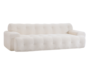 Cloud 3 Seater Chenille Sofa Set Button Tufted Comfy Upholstery Convertible Modular Sectional Sofa for Apartment Villa Snow - Product Image 1