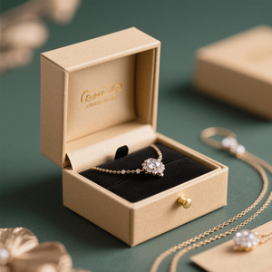 Đồ trang sức hộp các tông nhẫn đồ trang sức hộp các tông với văn bản bên ngoài 10 bao bì nhỏ đồng bằng màu vàng đồ trang sức hộp các tông - Product Image 6