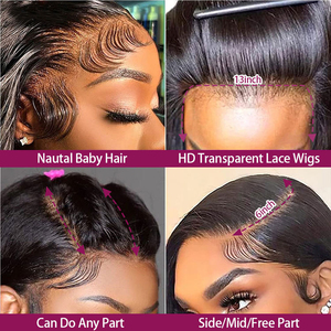 40 pouces 13x6 Full Glueless Hd Lace Frontal Long Bone Straight Perruque en <span class=keywords><strong>cheveux</strong></span> indiens bruts Lace Front 100% Perruque en <span class=keywords><strong>cheveux</strong></span> humains non traités - Product Image 4