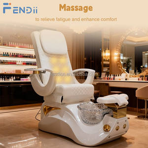 Fauteuil de Massage Pédicure Spa Moderne Blanc Doré pour Hommes pour Salon d'Onglerie - Product Image 2