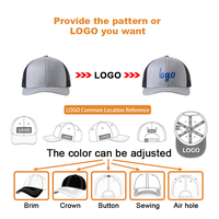 Gorra de béisbol moderna estilo techwear, apta para cabezas grandes, con bordado profesional, parte trasera de malla transpirable, tipo trucker con botón y cierre snapback