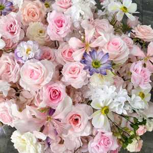 Camino de Mesa Romántico Hecho a Mano con Flores Artificiales de Seda Moderna en Color Rosa, de 30-70 cm de Ancho, Ecológico para Decoración de Bodas - Product Image 4