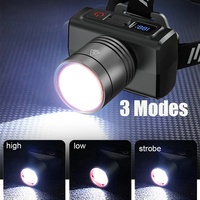 Lampe frontale à détecteur de mouvement super lumineuse, rechargeable, étanche IP65, avec écran LED numérique, pour le camping en plein air