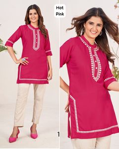 Tops occidentales de diseñador para damas con elegantes vestidos casuales de trabajo con bordado Kurti para Regula Wear de India - Product Image 6