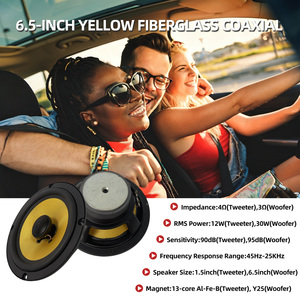 Altavoz Coaxial Amarillo de Fibra de Vidrio de 6.5 Pulgadas con Marco de Hierro, Juego de 2 Unidades para Audio de Alto Rendimiento - Product Image 2