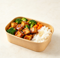 Boîte à lunch carrée jetable en papier kraft rigide et étanche pour salades, idéale pour les dîners en extérieur et les piscines – Vente directe usine