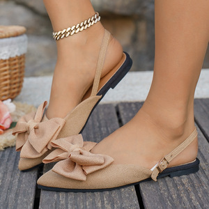 Sandales plates légères pour femmes grandes tailles Quite's 2026, à bout fermé et pointu, avec nœud papillon, sans talon, à enfiler, chaussures d'été - Product Image 3
