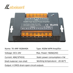 Rgbw rgbww khuếch đại DC 5V 12V 24V 40A 960W sắt vỏ 4-kênh mờ Repeater công suất cao <span class=keywords><strong>LED</strong></span> Strip ánh sáng PWM tín hiệu Expander - Product Image 2