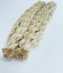 2025 nouveau Salon de coiffure brésilien Double dessiné qualité cuticule aligné blonde bouclés point culminant pré-collé K pointe plate Extensions - Product Image 4