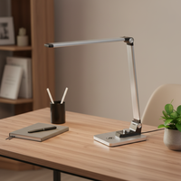 Lampe de table LED contemporaine avec chargeur sans fil, commande tactile simple, éclairage latéral flexible, petite veilleuse pliable