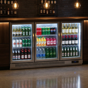 Enfriador de Bebidas Bajo Mostrador con Puerta de Vidrio, Luz LED de 3 Colores y Ventilador, Exhibidor de Bebidas con Puerta de Vidrio, Refrigerador para <span class=keywords><strong>Coca</strong></span>-Cola - Product Image 1