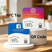 Carte de paiement sans contact NFC avec puce NTAG215 13,56 MHz, code QR URL programmable, étanche, avec étiquette adhésive au dos