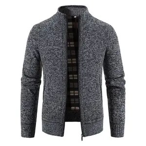 Boa Qualidade Zip-up Cinza Escuro Homens Plus Size Camisolas Zip-up Suéter Dos Homens