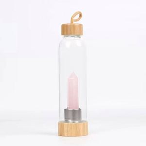 ขวดน้ำคริสตัลแก้วไม้ไผ่พลังบำบัด พิมพ์โลโก้ตามสั่ง คุณภาพสูงสุด รุ่น Xq655 สีโรสโกลด์ - Product Image 5