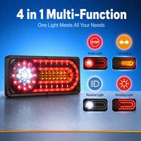 Nouveau feu arrière LED ABS rouge 4-en-1 universel pour camion, remorque, semi-remorque, camionnette (stop, frein, clignotant, marche arrière)