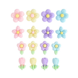 Cabujón de resina de estilo coreano con flores coloridas y base plana, dije de resina Kawaii para accesorios de cabello infantiles - Product Image 1