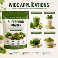 Sachet refermable personnalisé imprimé, résistant à l'humidité, en aluminium laminé de qualité alimentaire, emballage souple pour poudre de superaliments