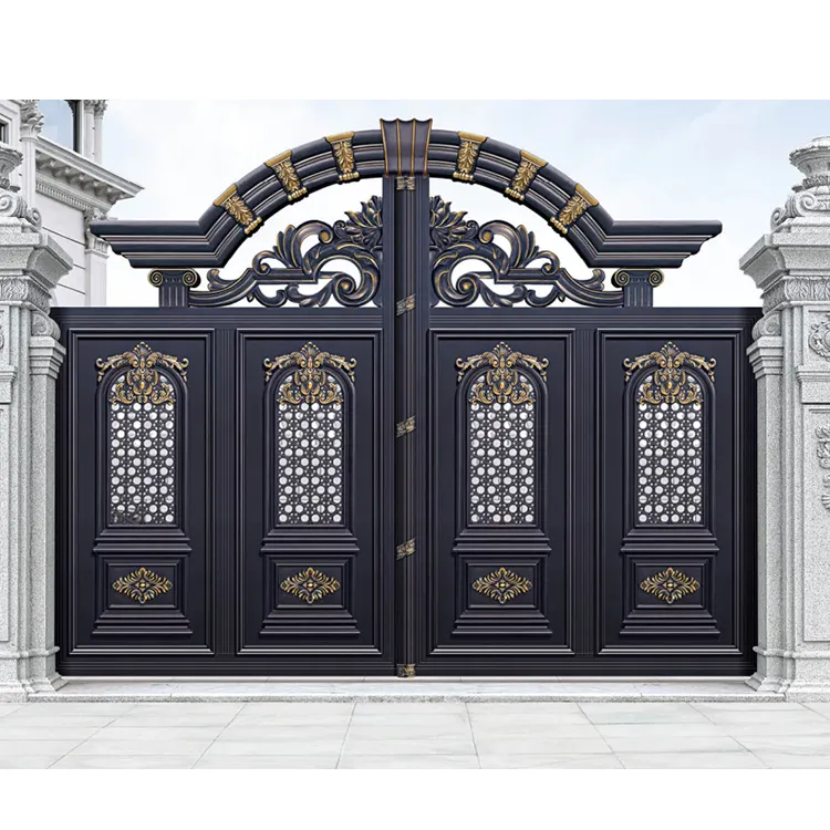 Porta principal casa de portão, vila, jardim, entrada dupla, balanço, metal, portão, grelha, design moderno
