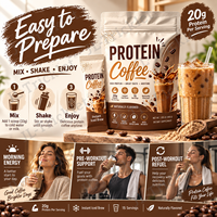 Poudre de café protéiné 20g de protéines par portion Café glacé instantané Isolat de protéines de lactosérum Fabricant OEM ODM Marque privée