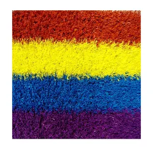草坪制造商彩虹用白线人造草坪颜色草红色黄色蓝色紫色白色足球30毫米彩色