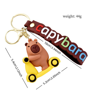 Porte-clés en plastique Capybara mignon, pendentif animal de dessin animé, porte-clés 3D en PVC souple, accessoire de sac et de voiture, cadeau - Product Image 6