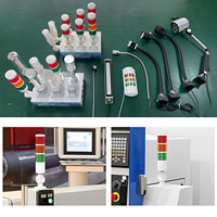 Lampu Peringatan LED Dua Warna Doingwin J02-2 DC24V dengan Buzzer >85db untuk Mesin CNC & Mesin Punching