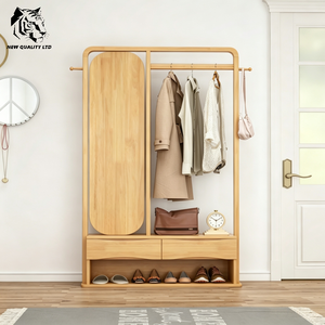 furniture factory good price customize huge stock eco-friendly floor mirror new designed bedroom furniture wood mirror coat rack - Product Image 3