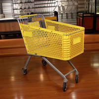 Chariot de supermarché 60/80/100/125/180 L, chariot en acier métallique pour aliments, chariot de magasin en gros, chariot de courses pliable avec siège