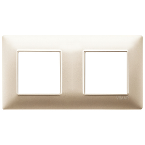 Vimar Wall <b>Switch</b> Plate 2 Gang Matte Champagne Finish 8x20cm - Product Image 1