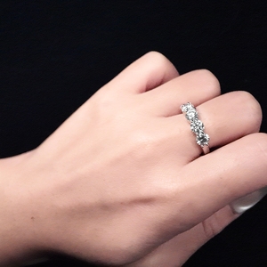 Beautiful Classic Engagement <strong>Moissanite</strong> Five Stone Ring Platinum Plated S925 Four Prong Set Sparkle Women's Jewelry - Product Image 2