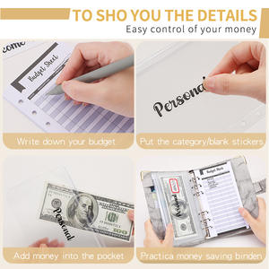 A6 Cuaderno Mármol Patrón Cuero PU 6 Agujeros Carpeta Efectivo Presupuesto - Product Image 5