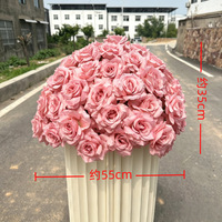 L-047 Bestseller Hochzeits-Blumenball Roter Künstlicher Blumenball Party-Blumendekoration 50cm Seidenrosen für Eventdekoration