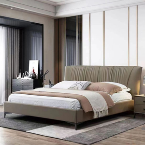 Vente en gros de meubles modernes avec éclairage cama, dortoir à lamelles en tissu tufté, chambre d'hôtel, lit double king italien - Product Image 2