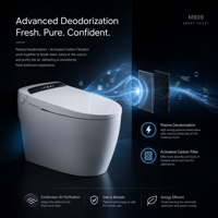 WC intelligent avec télécommande, chasse d'eau électrique automatique, siège chauffant, cuvette allongée monobloc avec bidet intégré, raccordement en P/S, chauffage du siège