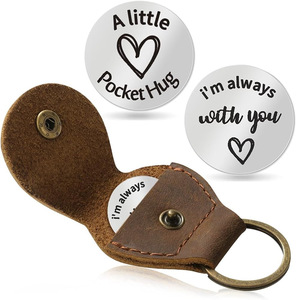 Pocket Hug Token Gifts Keychain Long Distance Relationship Keepsake Stainless Steel Double Sided Inspirational Gift - Product Image 4
