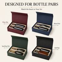 Coffret Cadeau Luxe Personnalisé Double Bouteille de Vin Style Livre Logo Arabesque Bourgogne Vodka Whisky Fermeture Magnétique Écologique