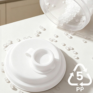 Food Storage Container Round Plastic Lid Airtight Moisture Proof For Kitchen Starch Sugar PP5 Recyclable - Product Image 1