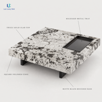 Table basse Luca Marble Snow Mountain Blue |   Marbre naturel poli, surface finie, taille personnalisée, fabrication sur mesure, commandes de projets, OEM, ODM