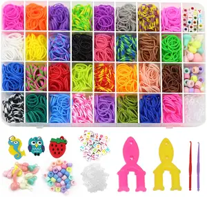 HelloWorld Offres Spéciales 1800 + pièces Kit de bracelets en caoutchouc 32 couleurs bandes de métier à tisser Clips perles ensemble de bricolage