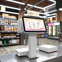 Ultra mince 15.6 pouces Win10/11/Android/Linux tout en un Pos Machine double écran caisse enregistreuse kiosques de paiement pesant POS