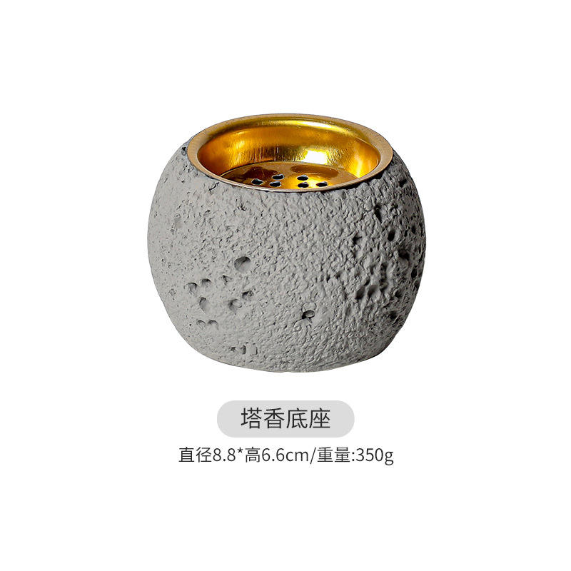 Base de tour d'encens boule de météorite tasse vide-gris-avec doublure