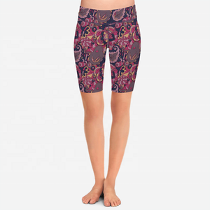 Venta al por mayor Mujeres Correr Palmeras Impreso Transpirable Secado rápido Yoga Leggings Spandex Deportes Cintura alta Yoga <span class=keywords><strong>Biker</strong></span> Shorts - Product Image 3