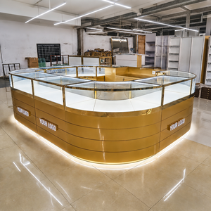 Nouvelle conception de vitrine de bijouterie avec éclairage LED, comptoir de présentation de bijoux en or, vitrine circulaire simple, design de kiosque de centre commercial, kiosque à bijoux - Product Image 4