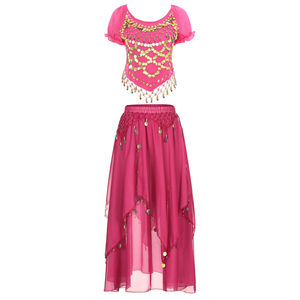 Femmes Filles Danse du ventre Crop Top Jupe Costumes Festival Club Cosplay <span class=keywords><strong>Bollywood</strong></span> Outfit - Product Image 3