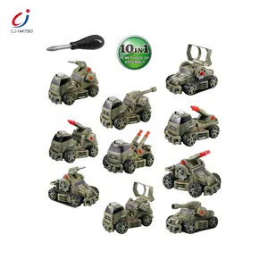 Eğitici oyuncaklar almak askeri araçlar modeli ordu 10 in 1 atalet kayar DIY diy kamyon araba oyuncak araç seti