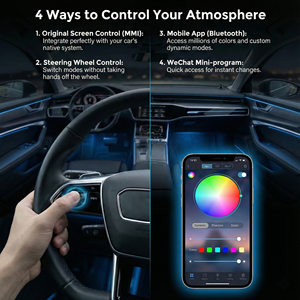 Kit Completo de Molduras de Fibra de Carbono con Luz Ambiental para <span class=keywords><strong>Audi</strong></span> <span class=keywords><strong>A4</strong></span> <span class=keywords><strong>B8</strong></span> S4 2009-2016, 27 Luces LED, Cubierta de Bocina, Control MMI Symphony - Product Image 5