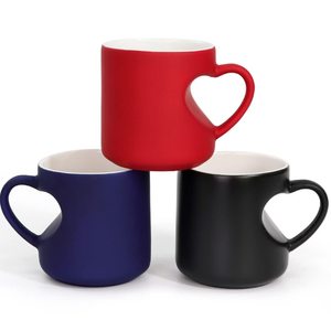 Toptan sevgililer günü siyah 10oz benzersiz tasarım sevimli kalp kullanımlık seramik içme kahve kupa kulplu fincan - Product Image 6